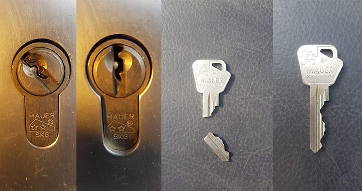 sleutel in slot afgebroken